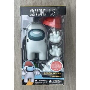 AMONG US Toikido WHITE with Red Hat 4” Action Figure NEW Interchangeable Hands